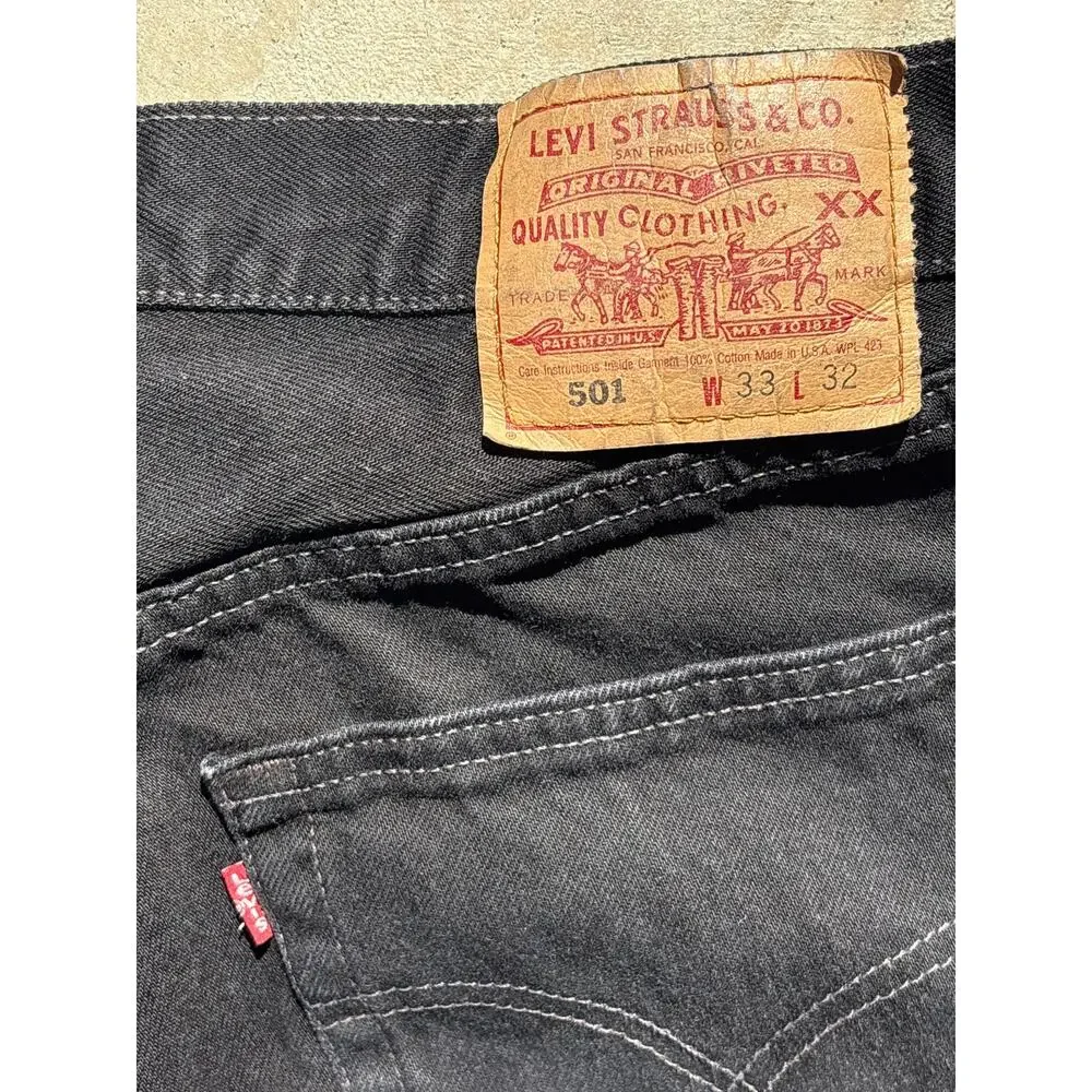 Vintage Levi’s 501 Made in USA button fly 33x32 Black painter grunge denim jeans